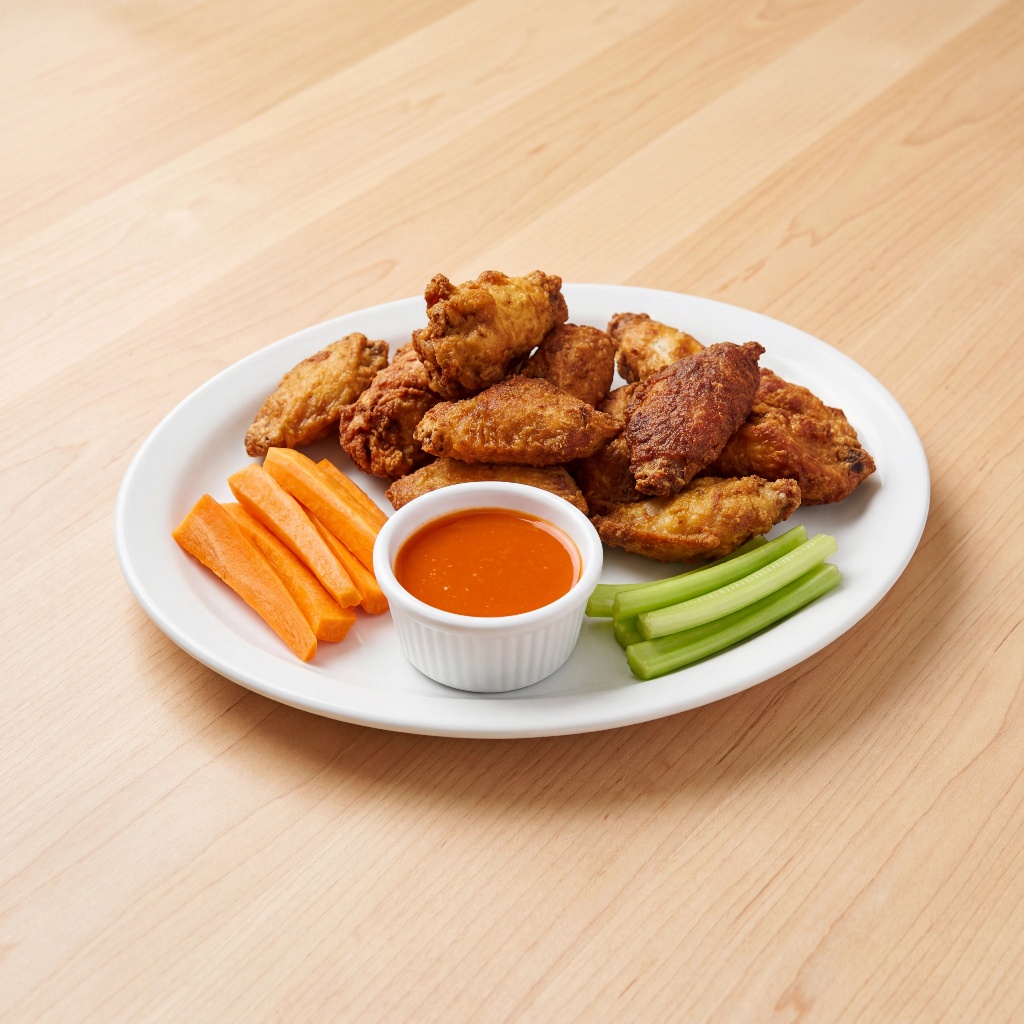 Tommy's famous Fourth Street bone-in wings with carrots and celery